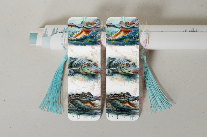 Durable double-sided aluminum bookmark showcasing an Australian Crocodile design on both sides, perfect for avid readers.