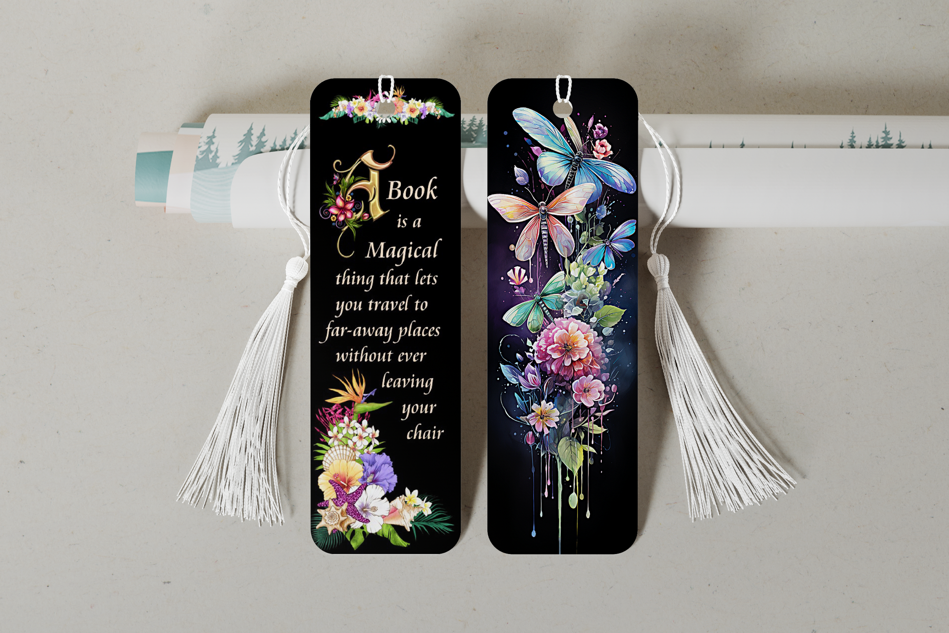 Thin and durable double-sided aluminum bookmark, ideal for marking pages without damaging books.