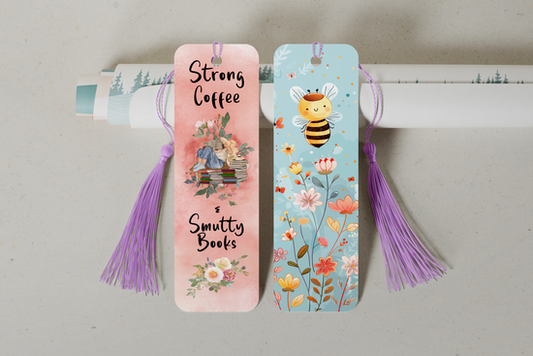 Thin and durable double-sided aluminum bookmark, ideal for marking pages without damaging books.