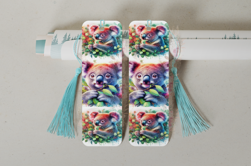Durable double-sided aluminum bookmark showcasing a unique Australian Koala design on both sides, perfect for avid readers.